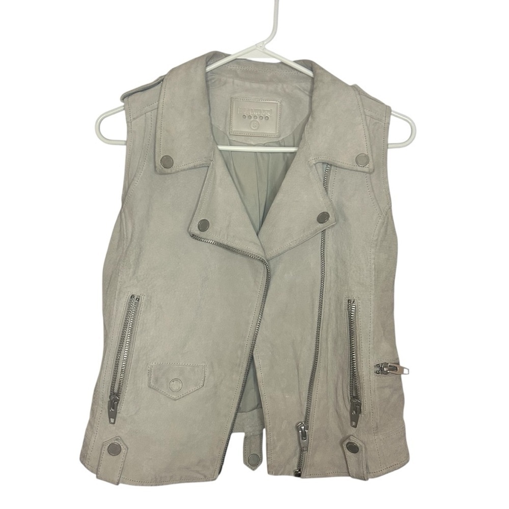 Blank NYC Suede Moto Vest Cream Tan Asymmetrical Zip Size Small